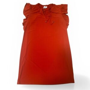 Michael Kors Orange Ruffle-Trim Shift Dress